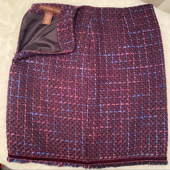 Bandolino Tweed Pencil Skirt Plum Size 4 Mini Multicolor Business burgundy - Picture 7 of 11
